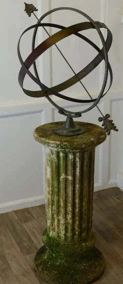 New Pamono 19th Century Copper Armillary Sphere on a Stone Pedestal, 1890s