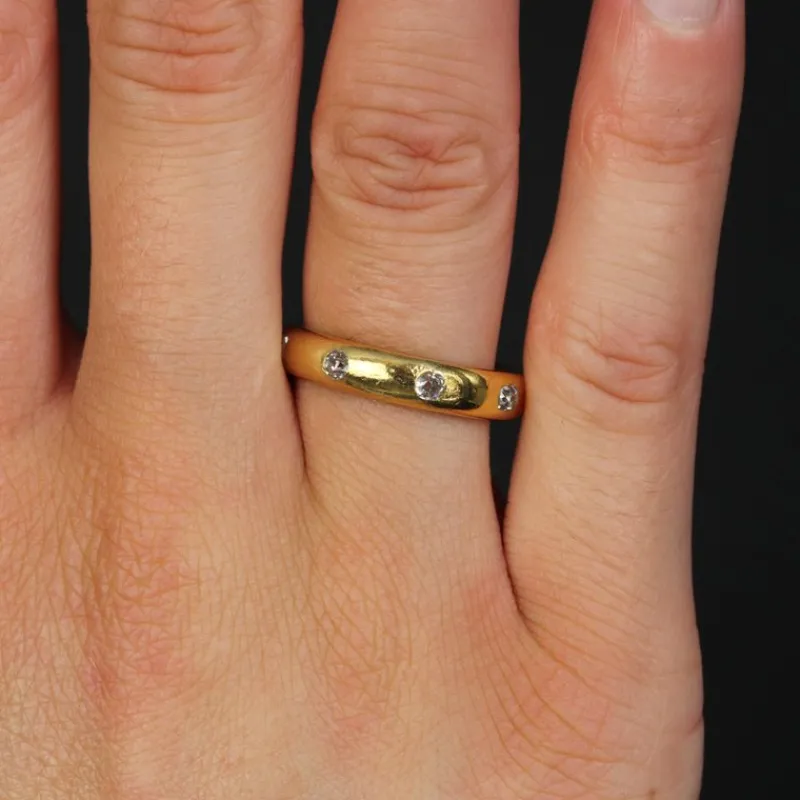 Pamono 20th Century Diamonds 18 Karat Yellow Gold Wedding Ring> Rings