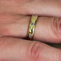 Pamono 20th Century Diamonds 18 Karat Yellow Gold Wedding Ring><noscript><img width=