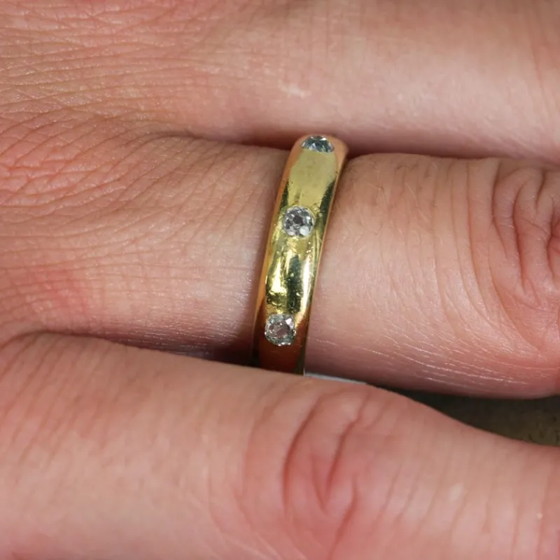 Pamono 20th Century Diamonds 18 Karat Yellow Gold Wedding Ring> Rings