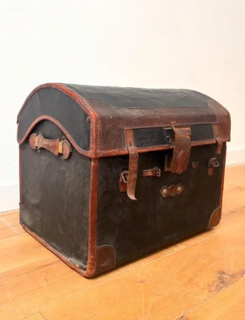 Pamono 19th Century Domed Travel Trunk> Trunks Crates & Baskets