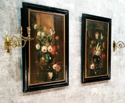 Pamono 18th Century Dutch School, Flowers Bouquet, Oil on Canvas, Set of 2> Old Masters