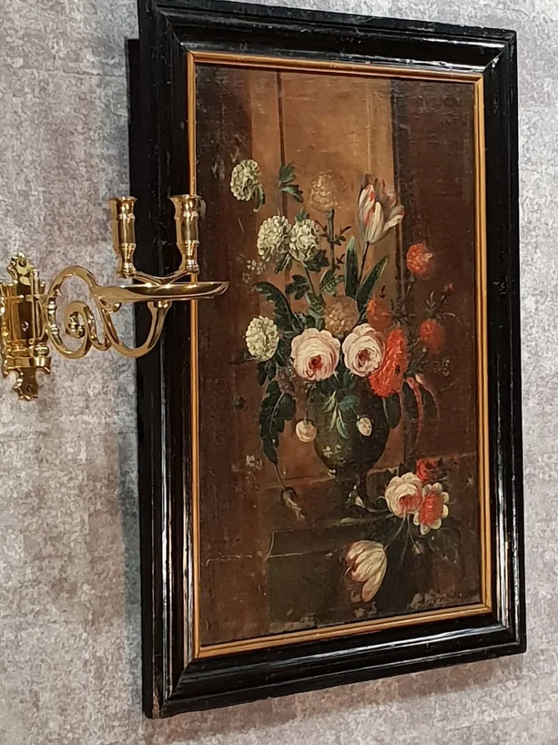Pamono 18th Century Dutch School, Flowers Bouquet, Oil on Canvas, Set of 2> Old Masters