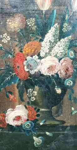 Pamono 18th Century Dutch School, Flowers Bouquet, Oil on Canvas, Set of 2><noscript><img width=