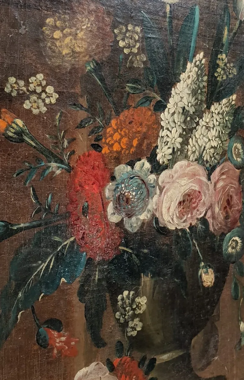 Pamono 18th Century Dutch School, Flowers Bouquet, Oil on Canvas, Set of 2> Old Masters