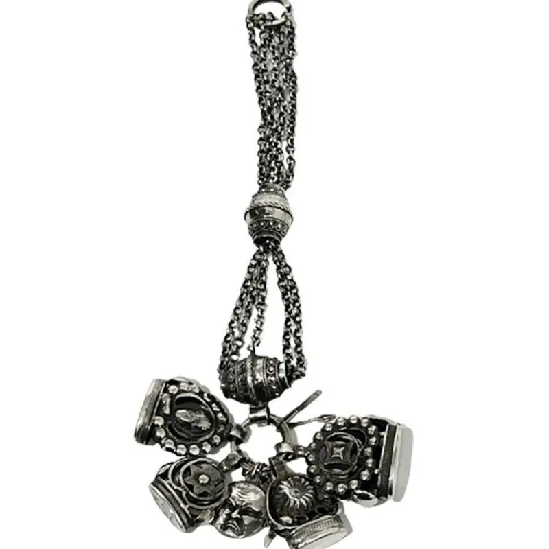 Sale Pamono 19th Century Dutch Silver Chatelaine with 4 Cachets and Charms