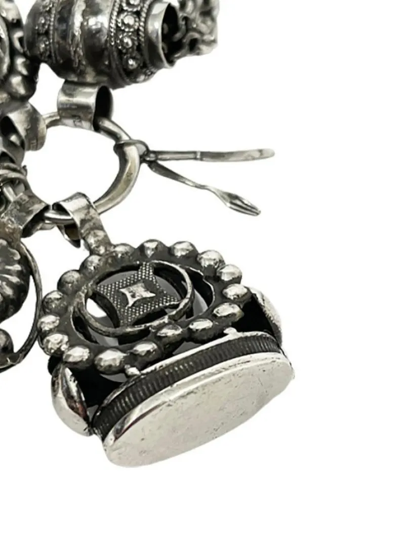 Sale Pamono 19th Century Dutch Silver Chatelaine with 4 Cachets and Charms