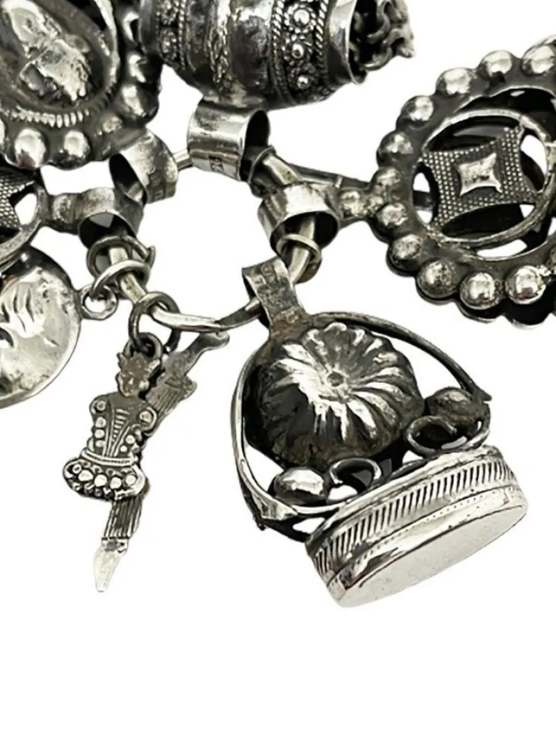 Sale Pamono 19th Century Dutch Silver Chatelaine with 4 Cachets and Charms