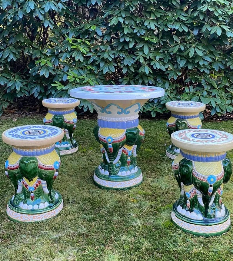 Discount Pamono 20th Century Elephant Garden or Patio Seating, Set of 5