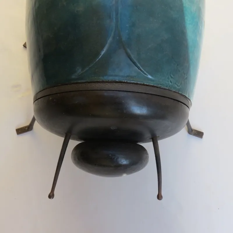 Pamono 19th Century Enamelled Cast Iron Wood Burning Stove Le Scarabee Paris No 1, 1860s> Fireplaces And Mantels