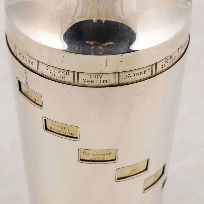Pamono 20th Century English Silver-Plated Recipe Cocktail Shaker from Finnigans, 1930s