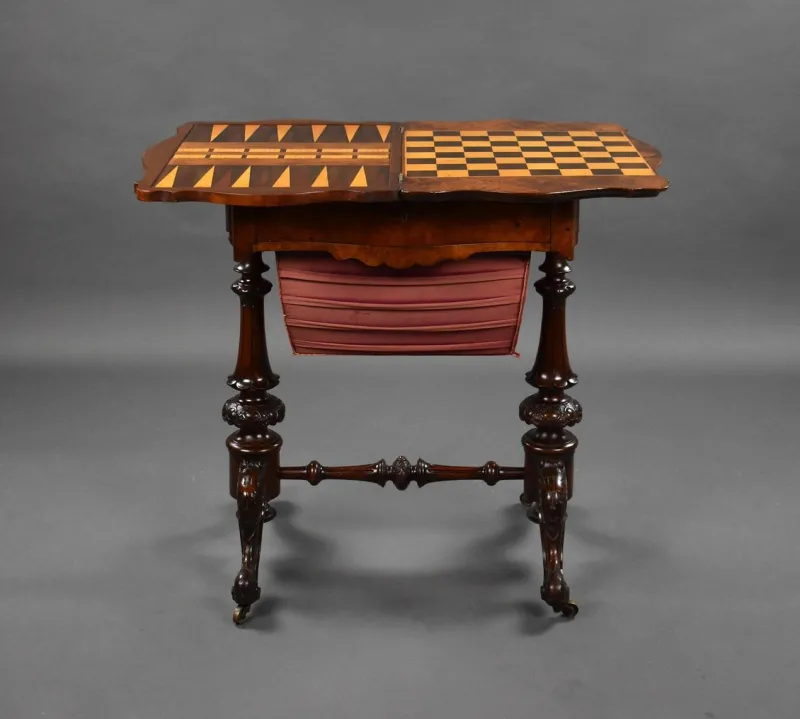 Outlet Pamono 19th Century English Victorian Burr Walnut Games Table, 1860s