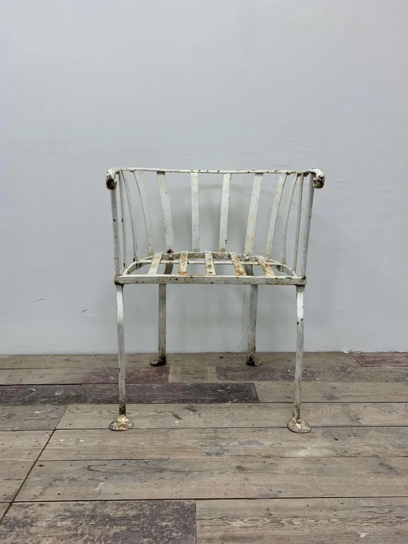 Discount Pamono 19th Century English Wrought Iron Garden Chair with Rounded Back