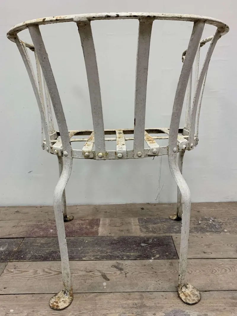 Discount Pamono 19th Century English Wrought Iron Garden Chair with Rounded Back