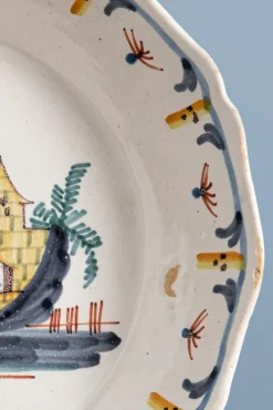 Clearance Pamono 18th Century Faience Town with Bridge Plate from Nevers