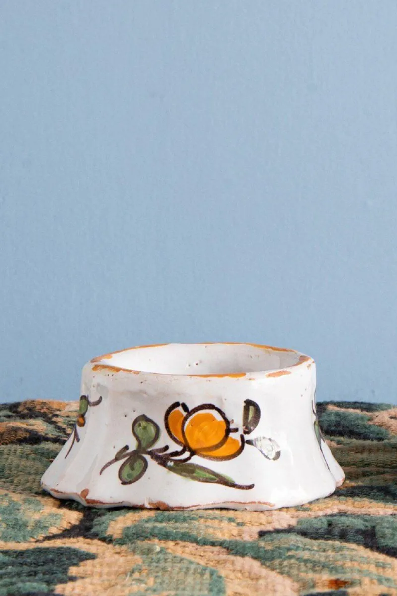 Pamono 18th Century Floral Salt Pigs from Rouen Faience, Set of 2> Salt & Pepper Shakers