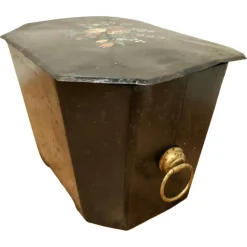New Pamono 19th Century Folk Art Barge Wear Toleware Log Box, 1880s