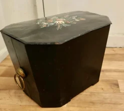 New Pamono 19th Century Folk Art Barge Wear Toleware Log Box, 1880s
