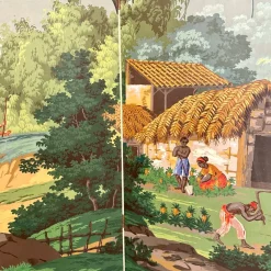 Pamono 20th Century Four Panel Wallpaper Screen from Zuber, 1940s> Room Dividers & Screens