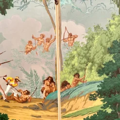 Pamono 20th Century Four Panel Wallpaper Screen from Zuber, 1940s><noscript><img width=