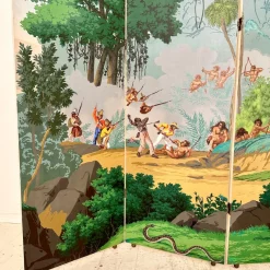 Pamono 20th Century Four Panel Wallpaper Screen from Zuber, 1940s><noscript><img width=
