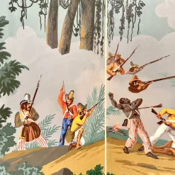 Pamono 20th Century Four Panel Wallpaper Screen from Zuber, 1940s><noscript><img width=