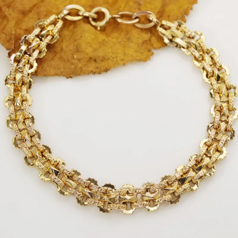 Pamono 20th Century French 18 Karat Yellow Gold Double Row Bracelet> Bracelets
