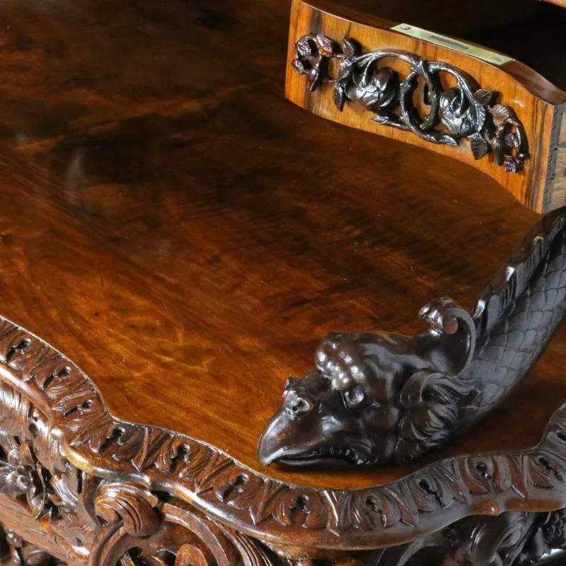 Pamono 19th Century French Baroque Neo-Gothic Carved Secretaire> Secretaires