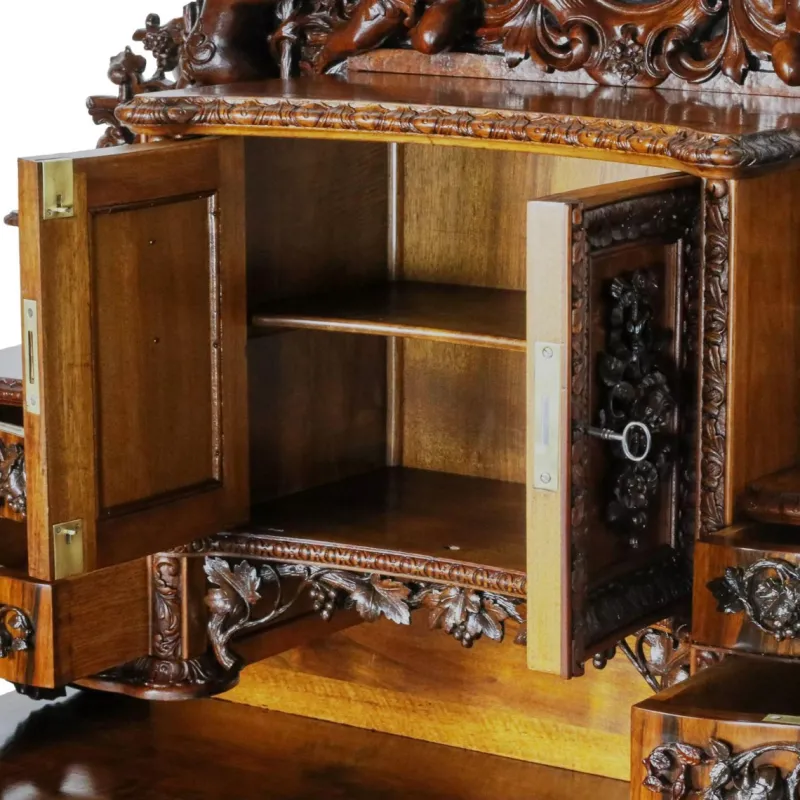 Pamono 19th Century French Baroque Neo-Gothic Carved Secretaire> Secretaires