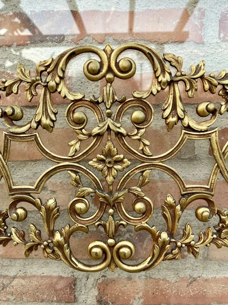 Pamono 19th Century French Belle Époque Style Headboard in Bronze, Glass and Brass> Beds & Bedroom Sets
