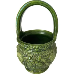 Pamono 19th Century French Ceramic Majolica Basket Pot> Planters And Jardiniere