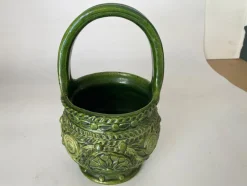 Pamono 19th Century French Ceramic Majolica Basket Pot><noscript><img width=
