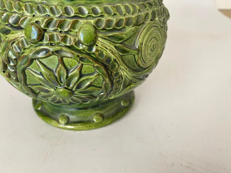 Pamono 19th Century French Ceramic Majolica Basket Pot> Planters And Jardiniere
