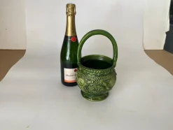 Pamono 19th Century French Ceramic Majolica Basket Pot><noscript><img width=