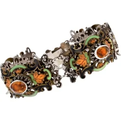Pamono 19th Century French Citrine Pearl Enamel Silver Bracelet> Bracelets