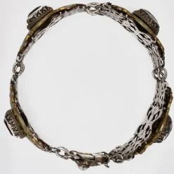 Pamono 19th Century French Citrine Pearl Enamel Silver Bracelet><noscript><img width=
