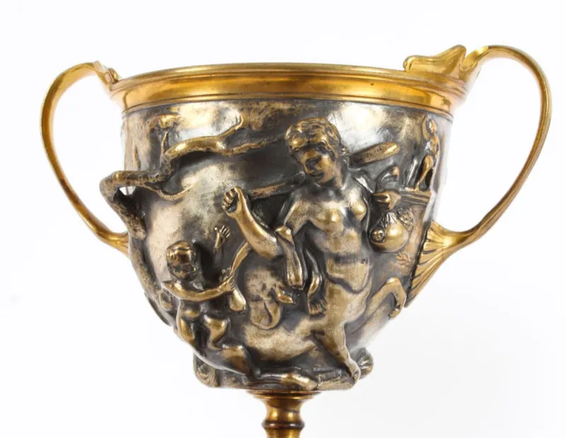 Pamono 19th Century French Grand Tour Silvered Bronze Pedestal Urns, Set of 2