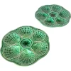 New Pamono 20th Century French Green Majolica Plates from Sarreguemines, Set of 2
