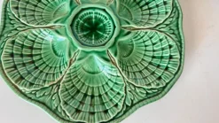 New Pamono 20th Century French Green Majolica Plates from Sarreguemines, Set of 2