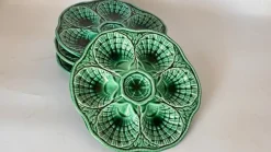 Outlet Pamono 20th Century French Green Majolica Plates from Sarreguemines, Set of 4