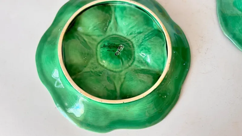 Outlet Pamono 20th Century French Green Majolica Plates from Sarreguemines, Set of 4