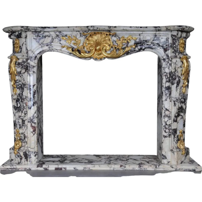 Pamono 20th Century French Marble Fireplace with Gilded Bronze> Fireplaces And Mantels