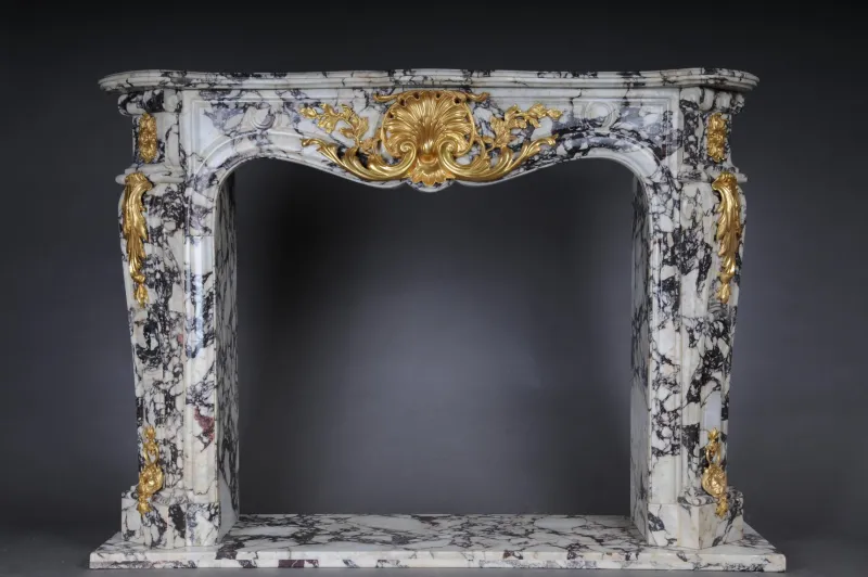 Pamono 20th Century French Marble Fireplace with Gilded Bronze> Fireplaces And Mantels