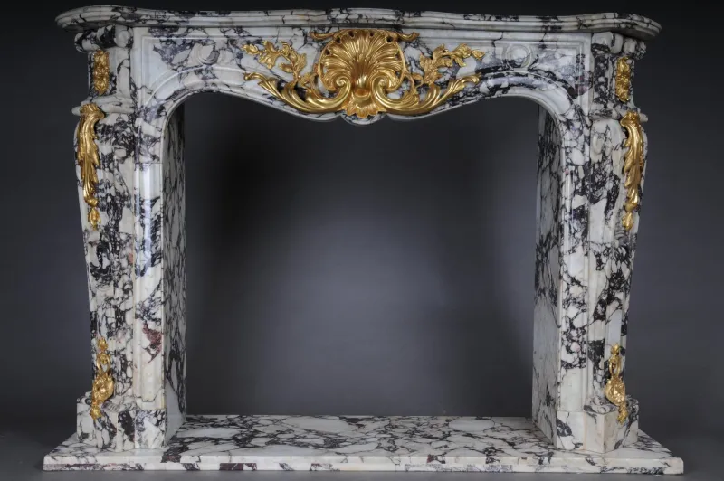 Pamono 20th Century French Marble Fireplace with Gilded Bronze> Fireplaces And Mantels