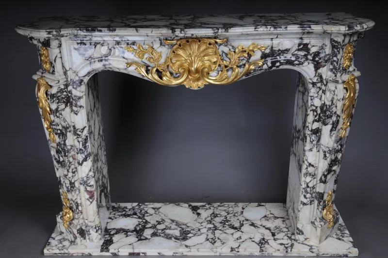 Pamono 20th Century French Marble Fireplace with Gilded Bronze> Fireplaces And Mantels
