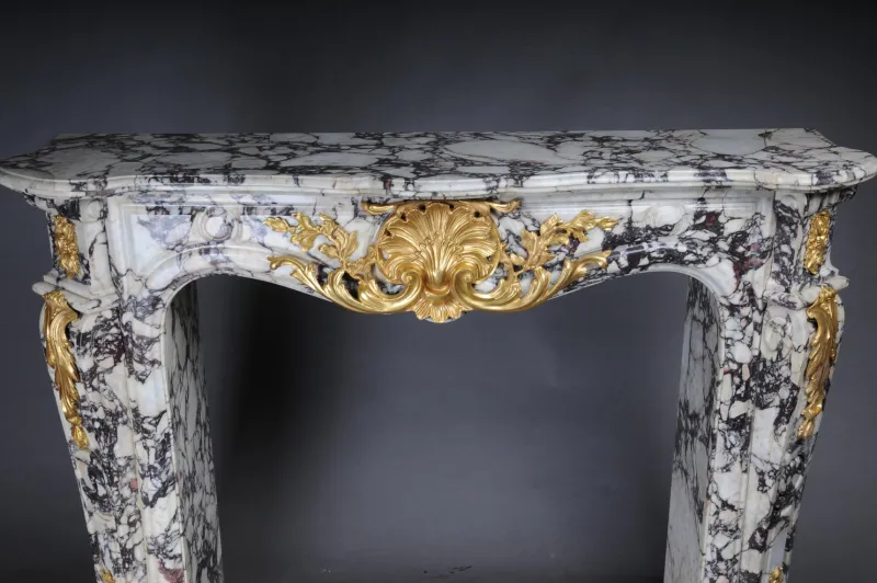 Pamono 20th Century French Marble Fireplace with Gilded Bronze> Fireplaces And Mantels