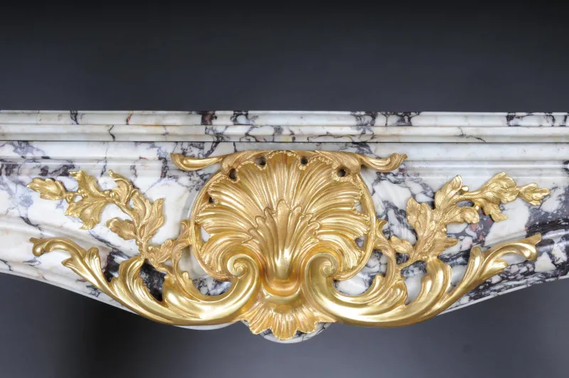 Pamono 20th Century French Marble Fireplace with Gilded Bronze> Fireplaces And Mantels