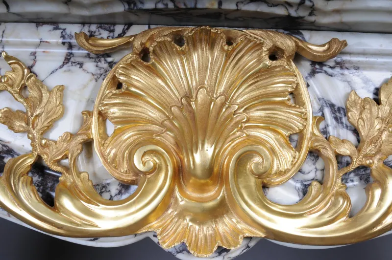 Pamono 20th Century French Marble Fireplace with Gilded Bronze> Fireplaces And Mantels