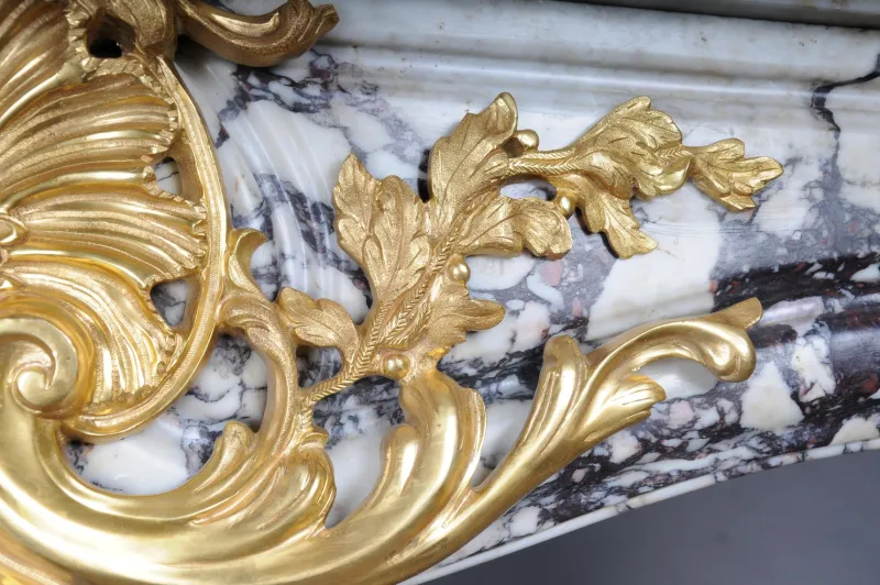 Pamono 20th Century French Marble Fireplace with Gilded Bronze> Fireplaces And Mantels