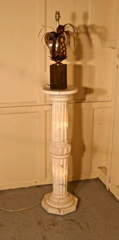 Pamono 19th Century French Marble Illuminated White Marble Torchere Column, 1890s
